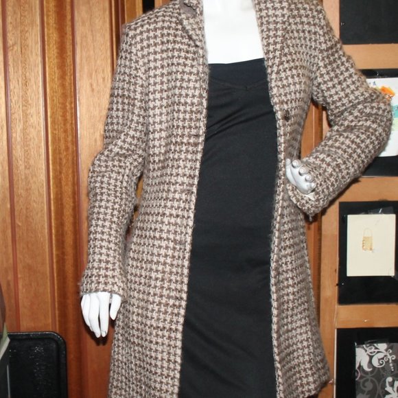 Brooks Brothers Wool Silk Houndstooth Boucle Car Coat Jacket - Picture 5 of 11